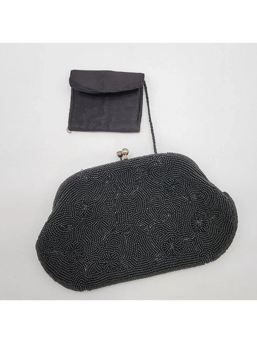 Vintage 1960s Richere Bags By Walborg Black Beaded Evening Clutch